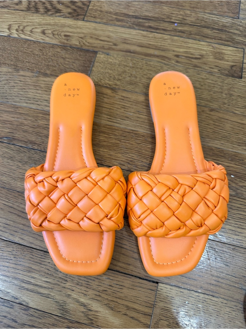 a new day Orange Braided Slide Sandals - Padded Strap
